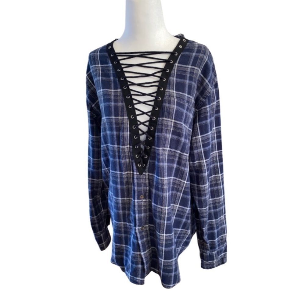 Like New - LF Lace-Up Plaid Vintage Flannel